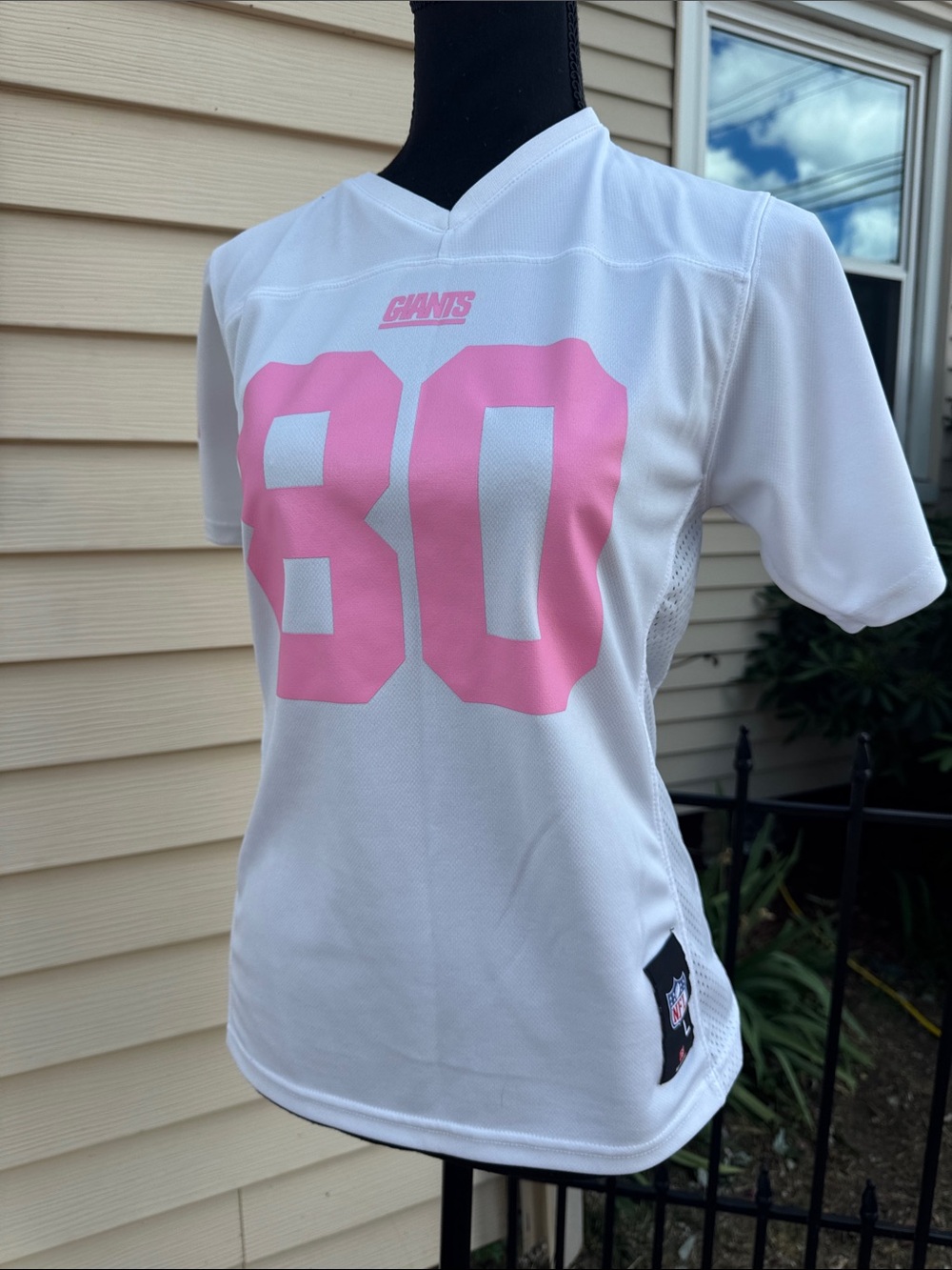 Women's White Jersey with Pink Number 80